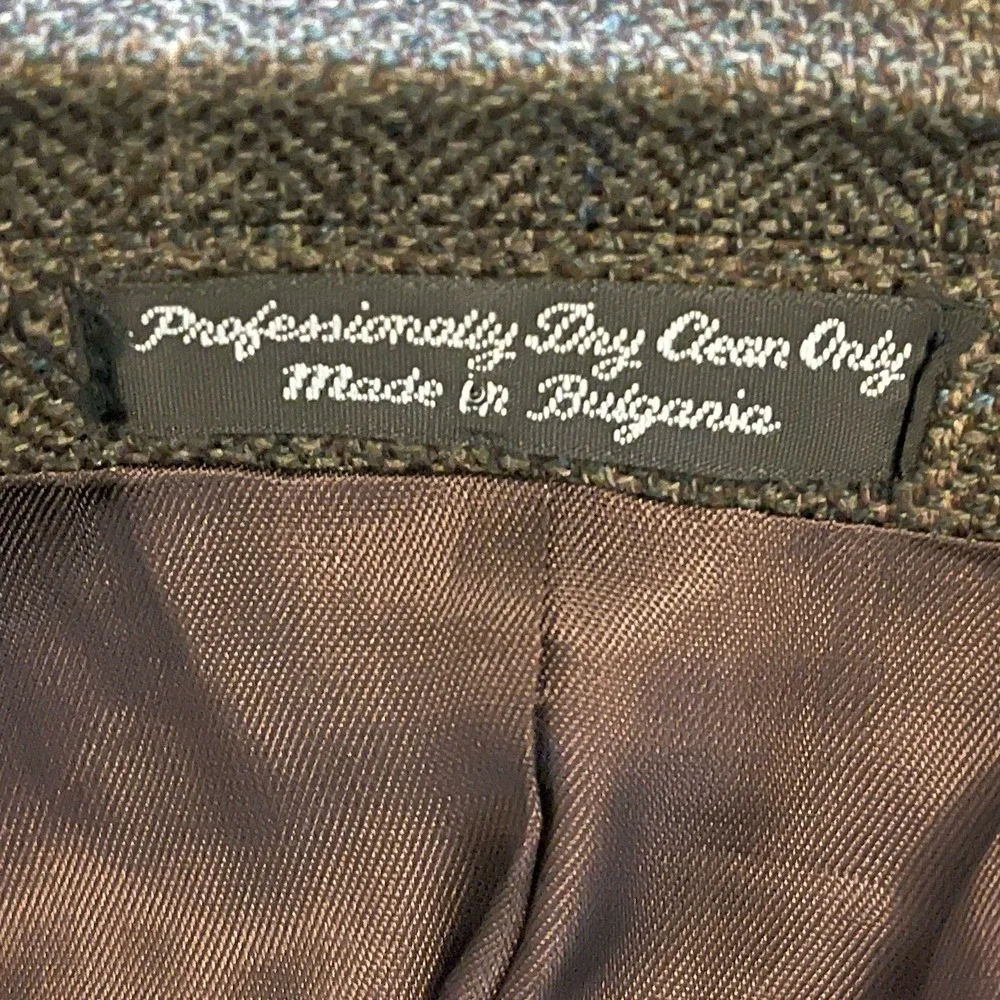 Linea Uomo Men's Wool & Silk Sport Coat – Dark‎ Green Plaid – Size 44 Long